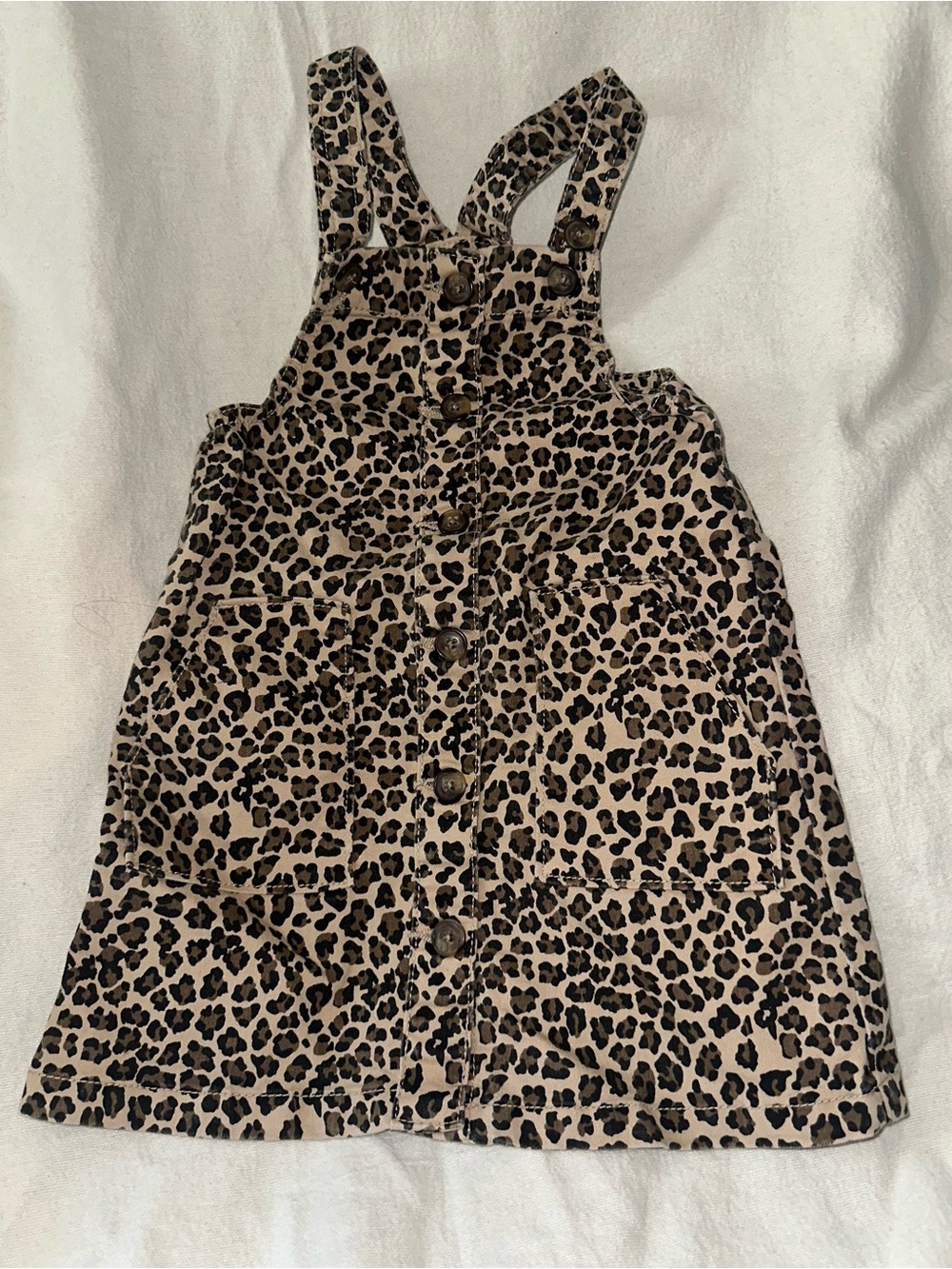 wonder nation Beige and Black Leopard Print Pinafore Dress